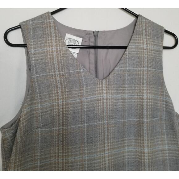Laura Ashley Wool Tweed Tartan Plaid Lambswool Sheath Tank Dress Sz 10 USA - VTG - Picture 2 of 7